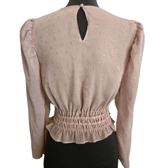 EC EXPRESS METALIC CLIP DOT SMOCKED WAIST TOP SZ.XS - Picture 2 of 4